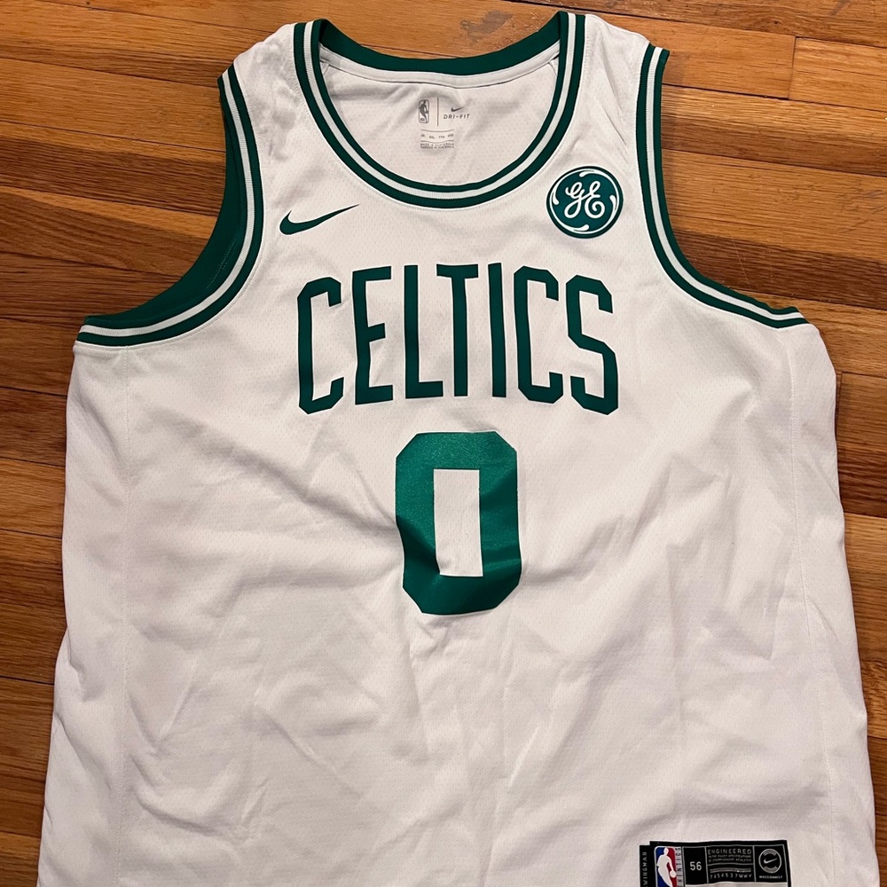 Nike White and Green Celtics Basketball Jersey Jayson Tatum